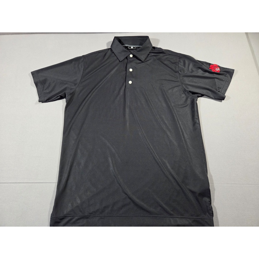 FootJoy Shirt Mens Medium Black Textured Colleyville School Embroidered Polo